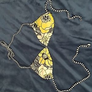 Billabong Yellow & Black Floral Bikini Top Size S